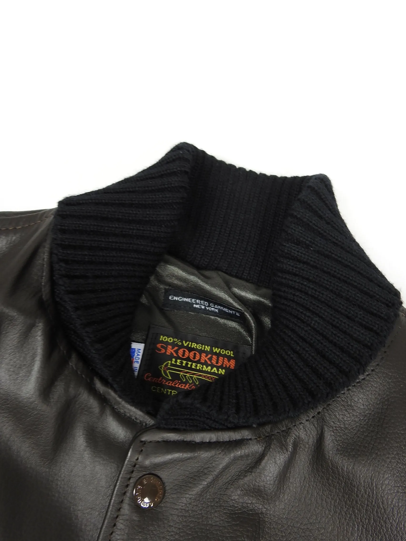 Engineered Garments Skookum Brown Leather Varsity Size Small
