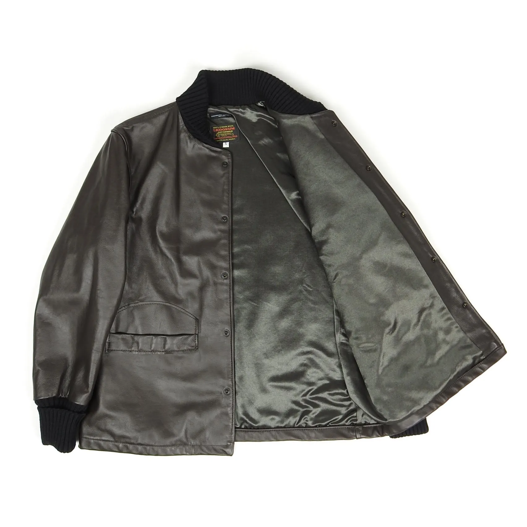Engineered Garments Skookum Brown Leather Varsity Size Small