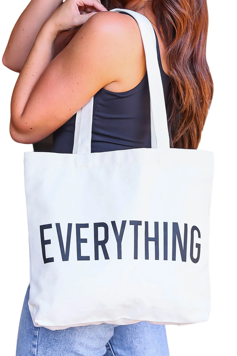 EVERYTHING Letter Print Large Tote Bag  42*8*37cm