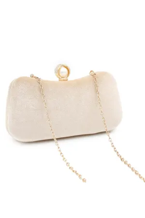Eye-Catching Imitation Velvet Chain Clutch Bag