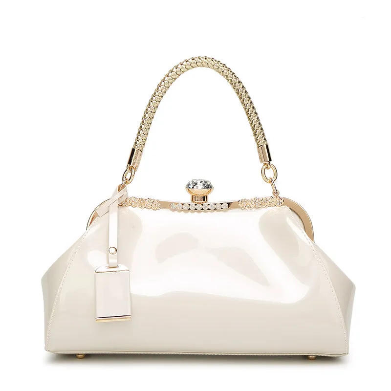 Fashion Patent Leather Bag with Diamonds