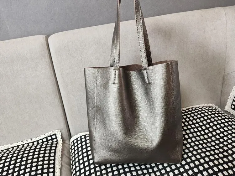Fashion Womens Coffee Leather Oversize Tote Bags Coffee Shoulder Tote Bag Handbag Tote For Women