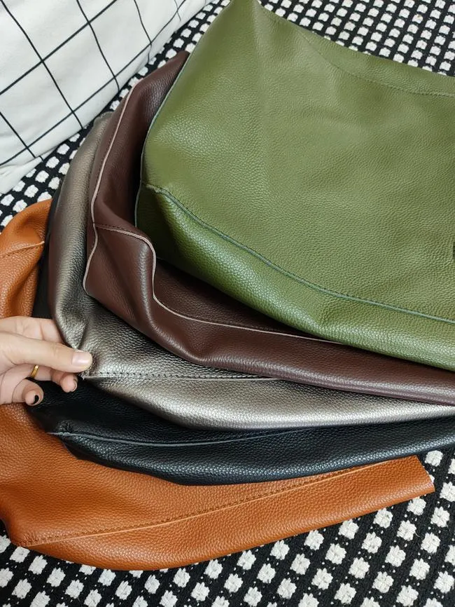 Fashion Womens Coffee Leather Oversize Tote Bags Coffee Shoulder Tote Bag Handbag Tote For Women