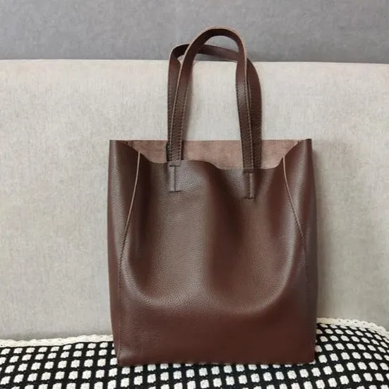 Fashion Womens Coffee Leather Oversize Tote Bags Coffee Shoulder Tote Bag Handbag Tote For Women