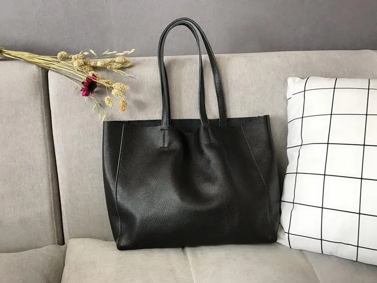 Fashion Womens Coffee Leather Oversize Tote Bags Coffee Shoulder Tote Bag Handbag Tote For Women