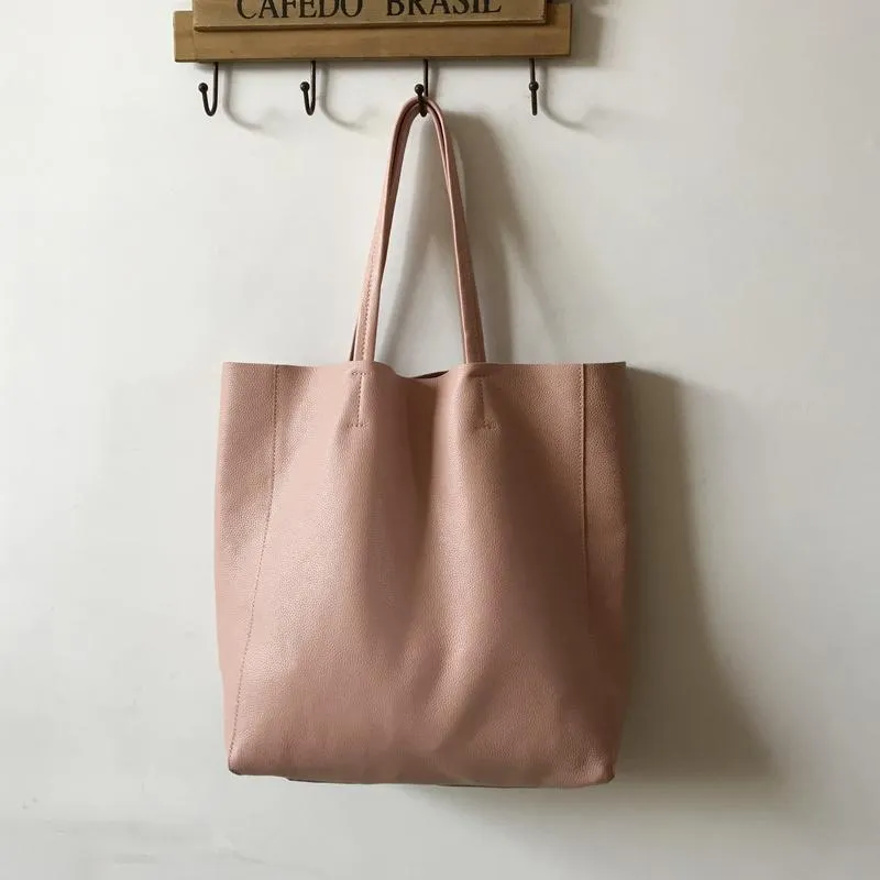 Fashion Womens Pink Leather Oversize Tote Bag Pink Shoulder Tote Bag Pink Handbag Tote For Women