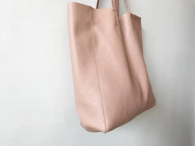 Fashion Womens Pink Leather Oversize Tote Bag Pink Shoulder Tote Bag Pink Handbag Tote For Women