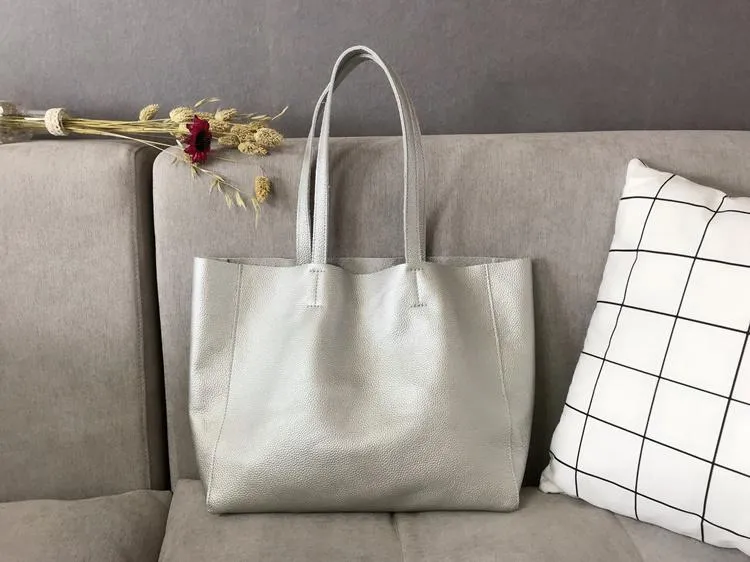 Fashion Womens White Leather Tote Bags White Shoulder Tote Bags White Handbags Tote For Women
