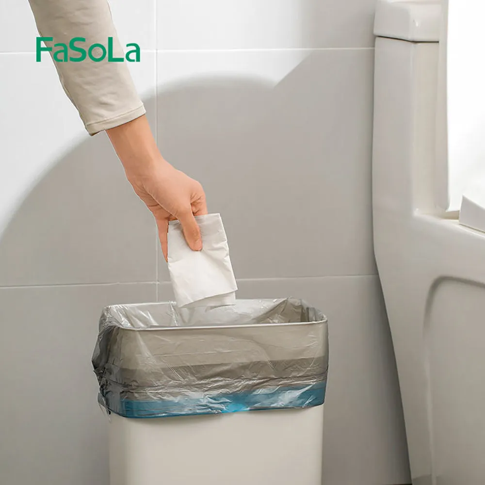 FaSoLa Disposable Drawstring Trash Bags - Silver Gray, 15 Bags x 3 Rolls