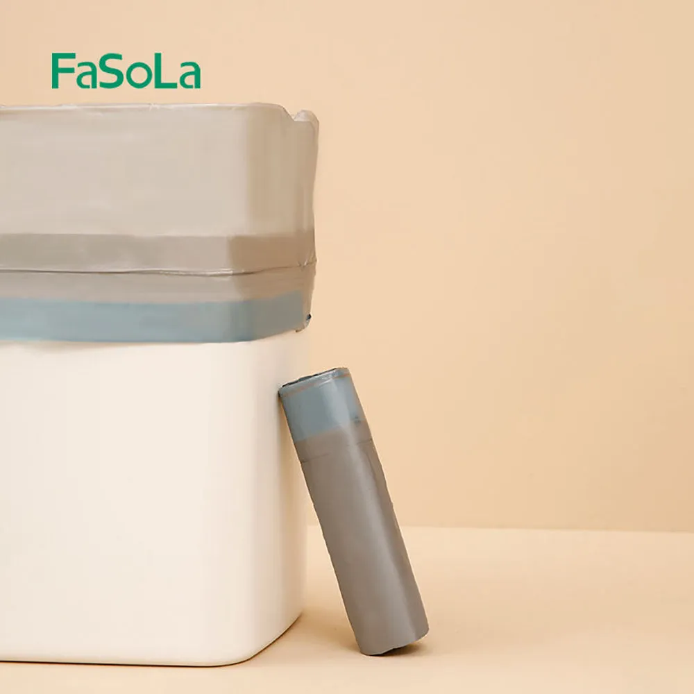FaSoLa Disposable Drawstring Trash Bags - Silver Gray, 15 Bags x 3 Rolls