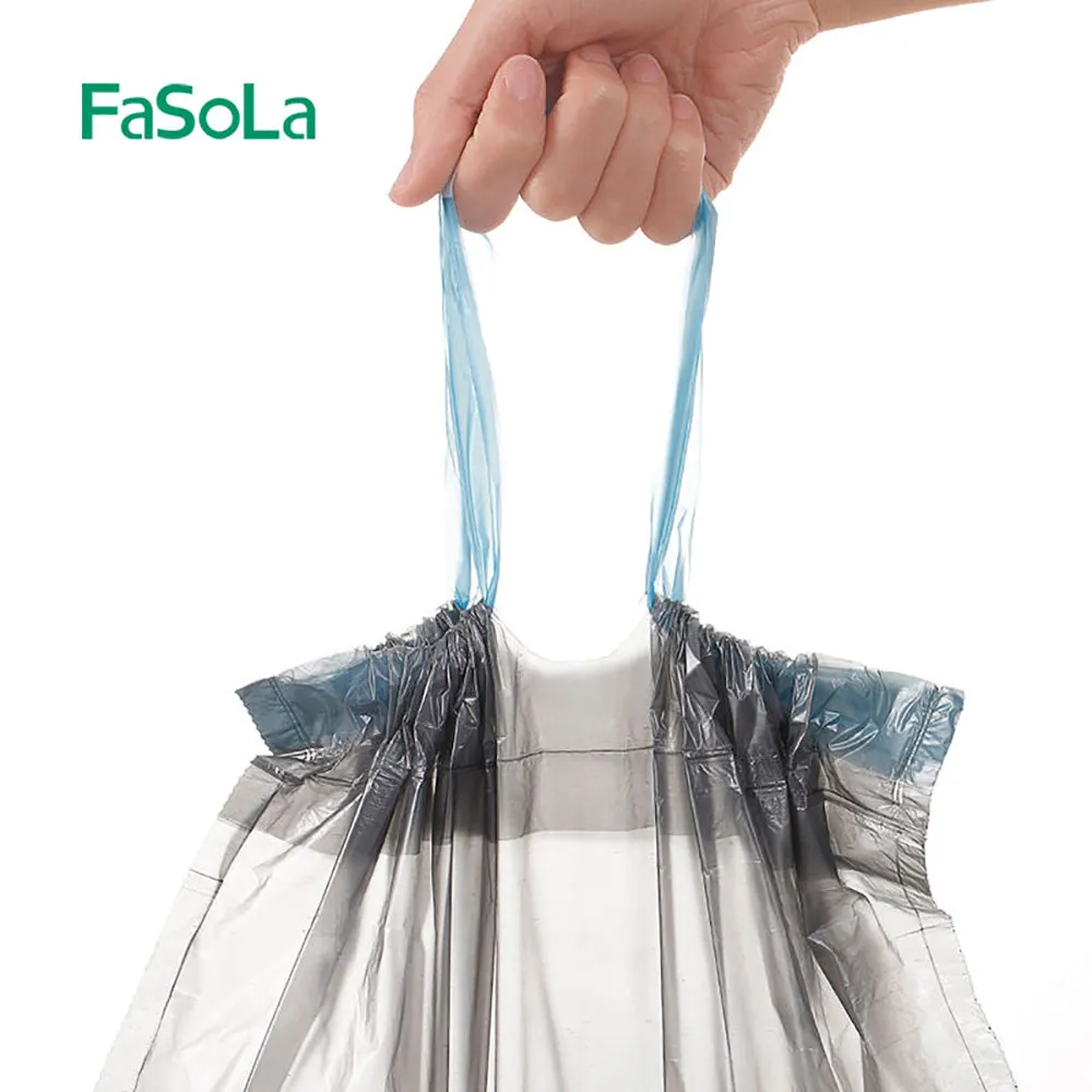 FaSoLa Disposable Drawstring Trash Bags - Silver Gray, 15 Bags x 3 Rolls