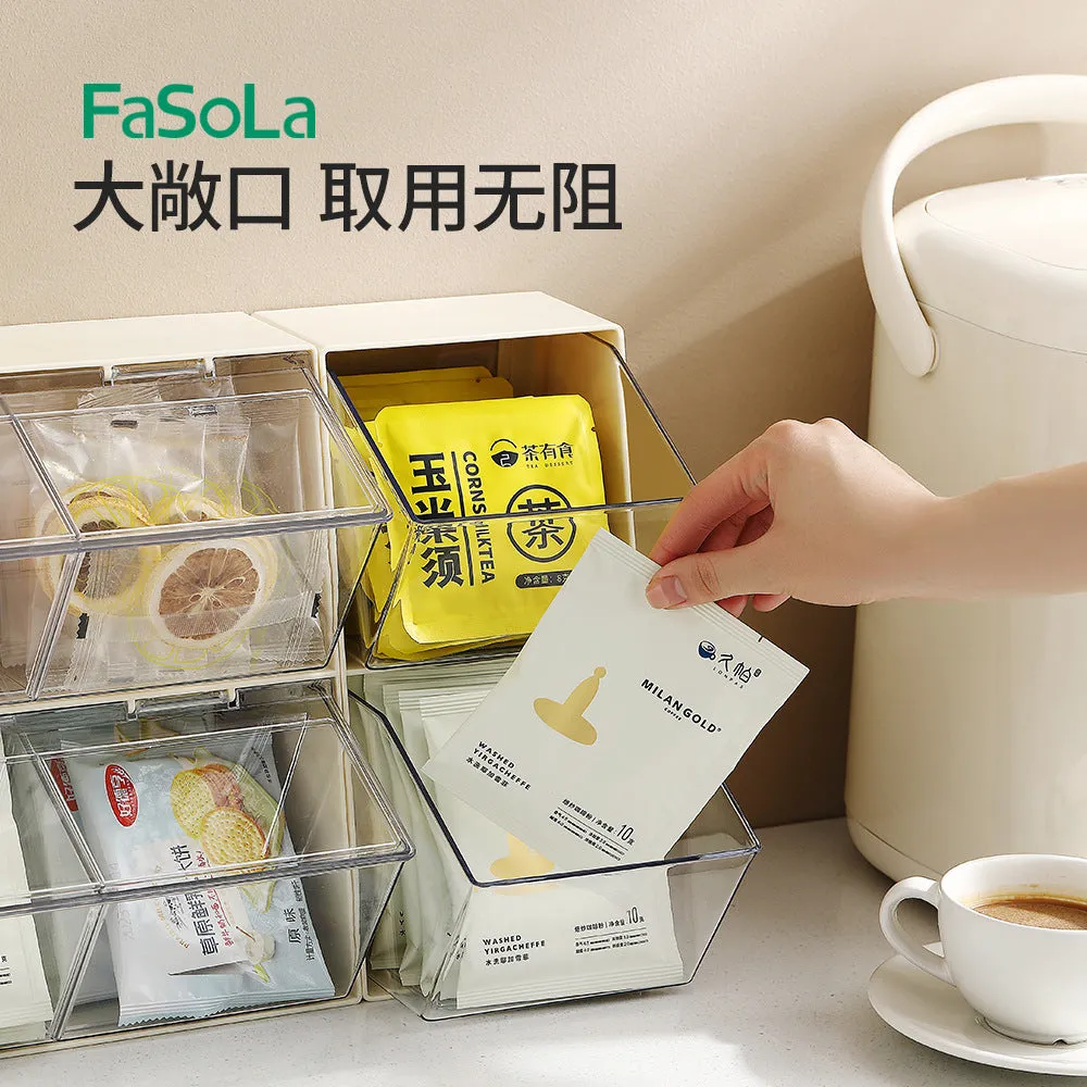 FaSoLa Tea Bag Storage Box - Dustproof, Off-White