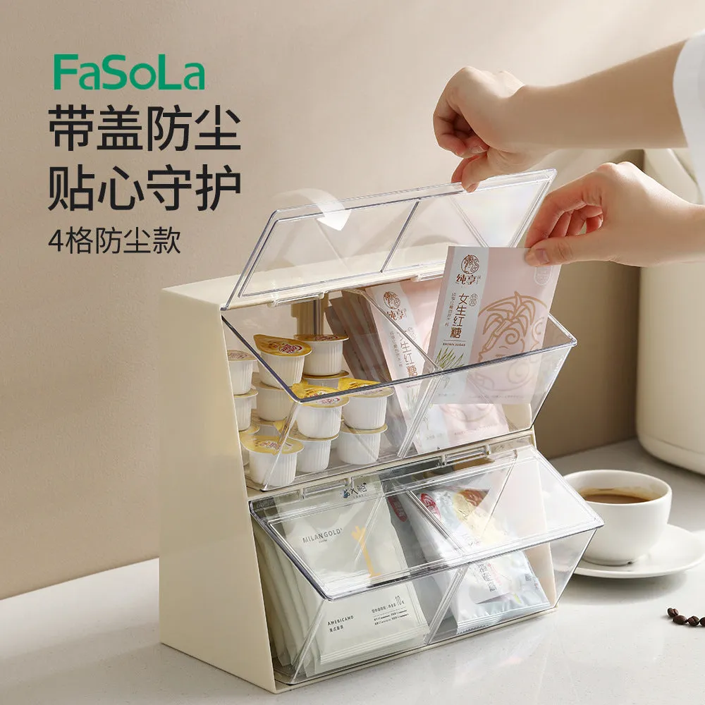 FaSoLa Tea Bag Storage Box - Dustproof, Off-White