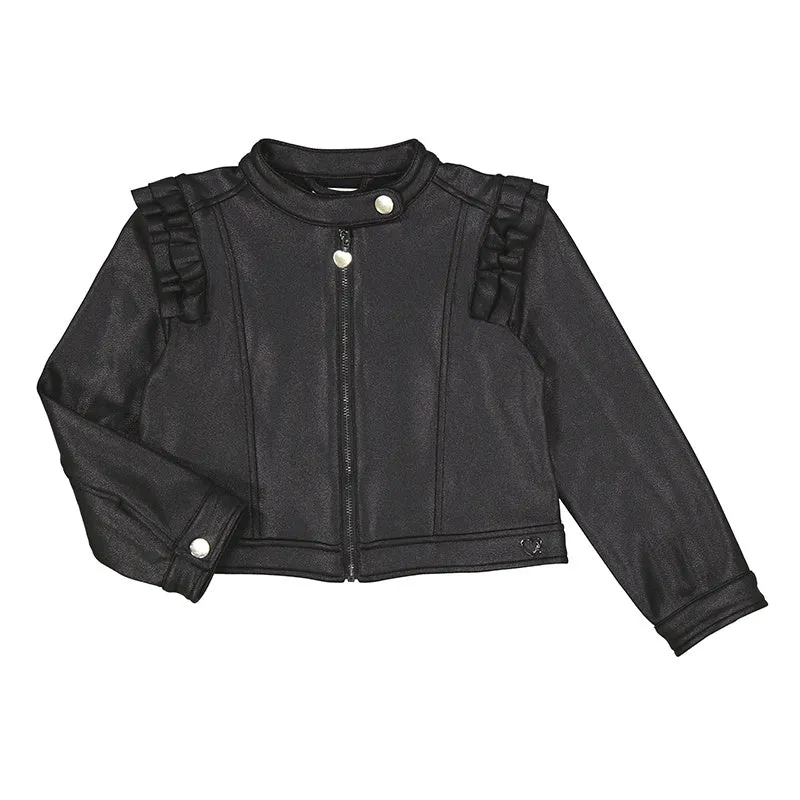 Faux Leather Jacket with Ruffle Shoulder 4.405