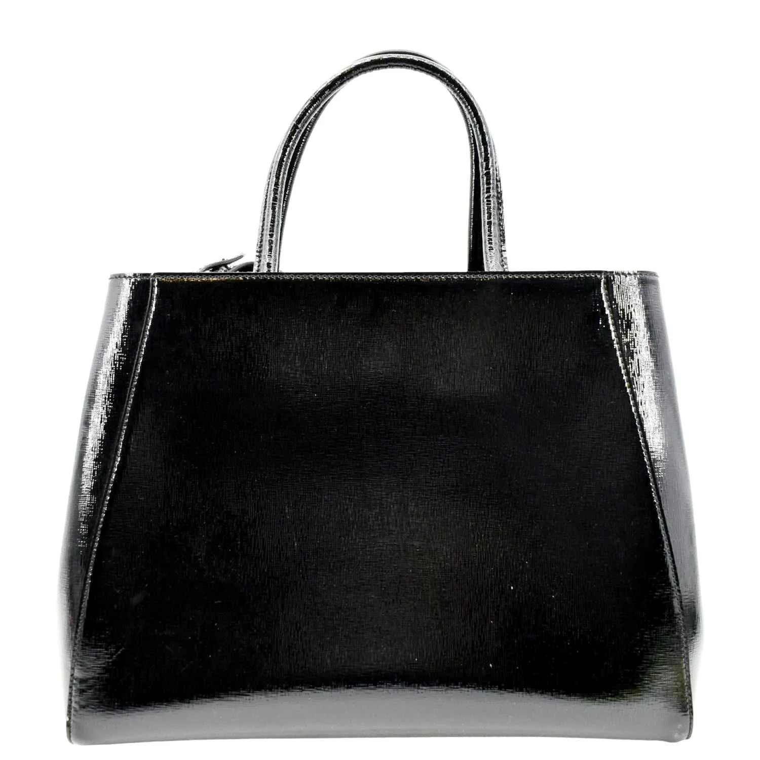FENDI 2 Jours Patent Leather Shoulder Bag Black