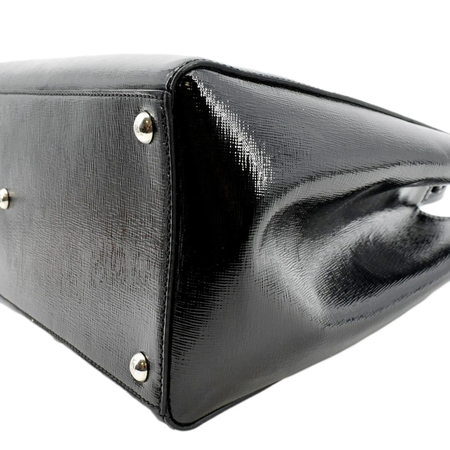 FENDI 2 Jours Patent Leather Shoulder Bag Black