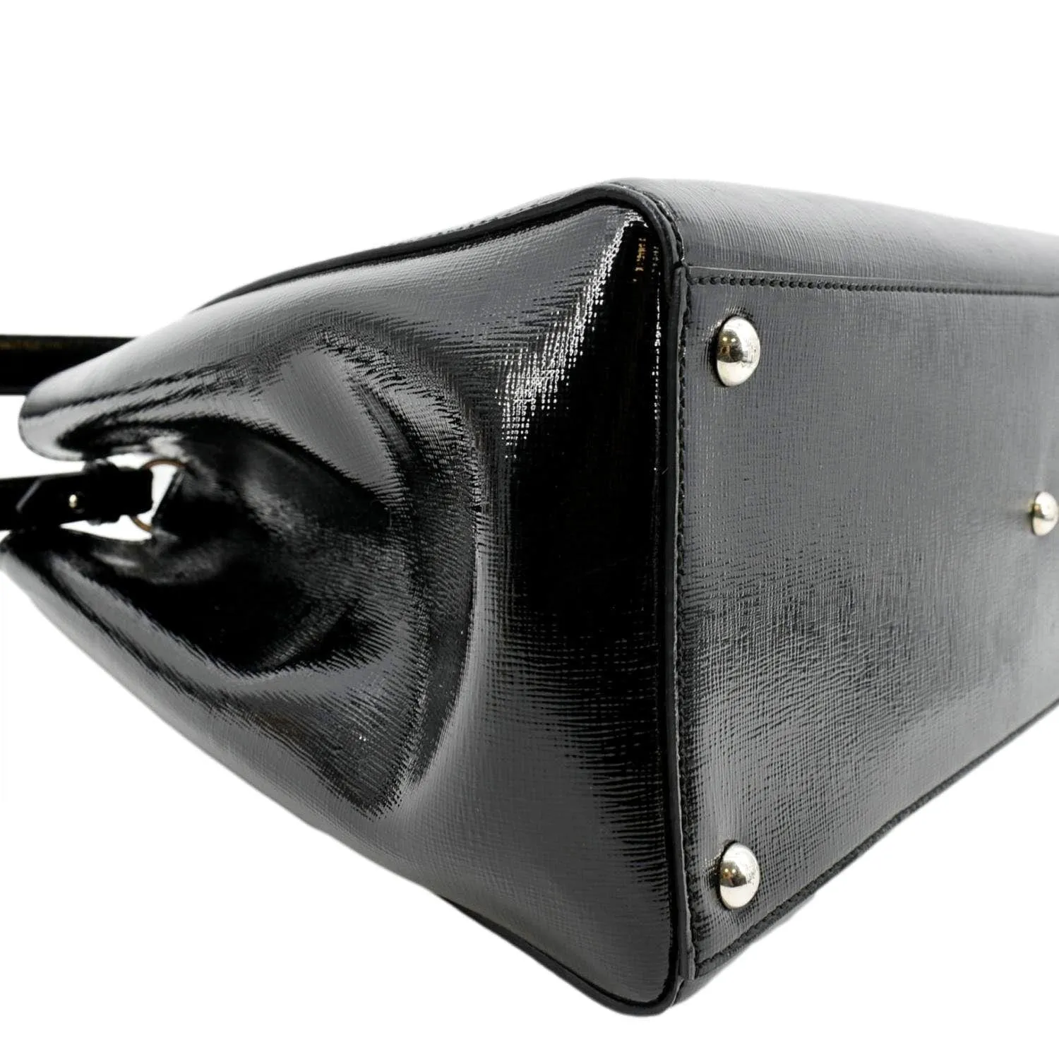 FENDI 2 Jours Patent Leather Shoulder Bag Black