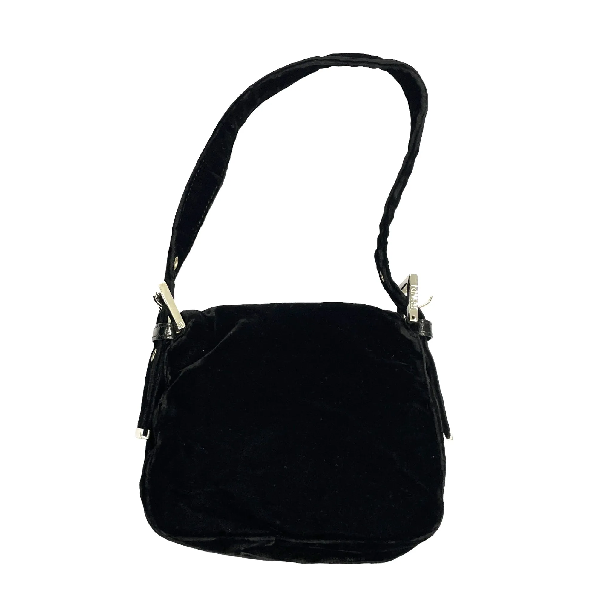 Fendi Black Mini Velvet Baguette Bag