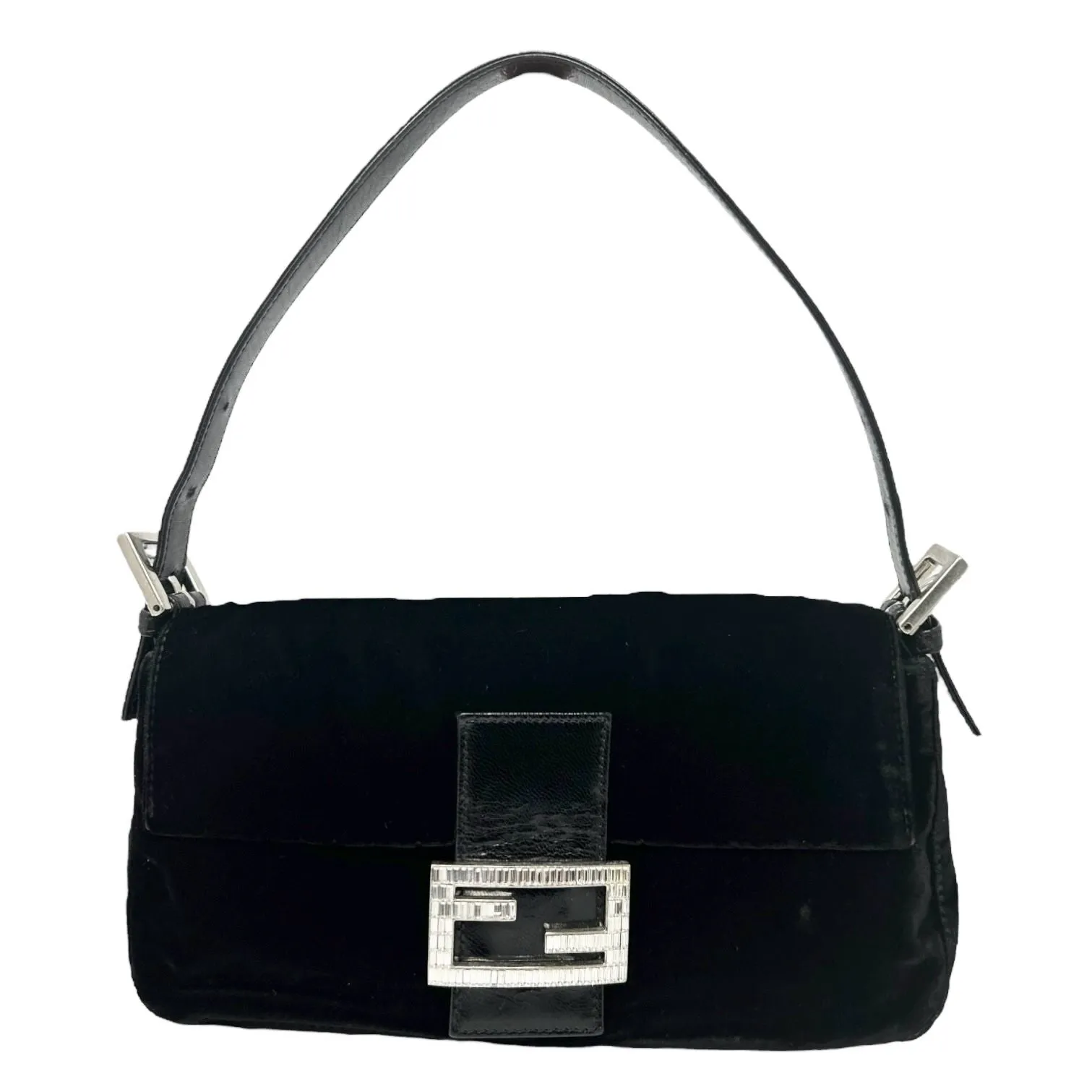 Fendi Black Velvet Baguette