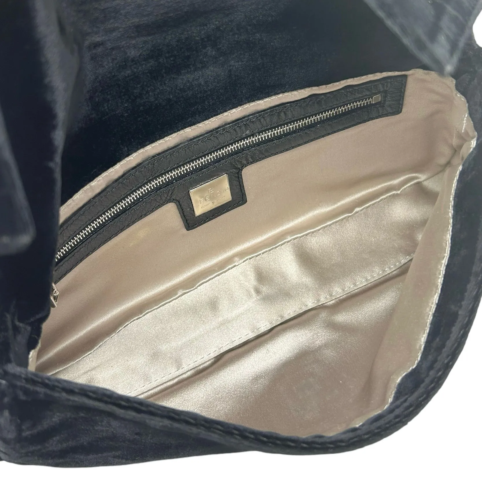 Fendi Black Velvet Baguette