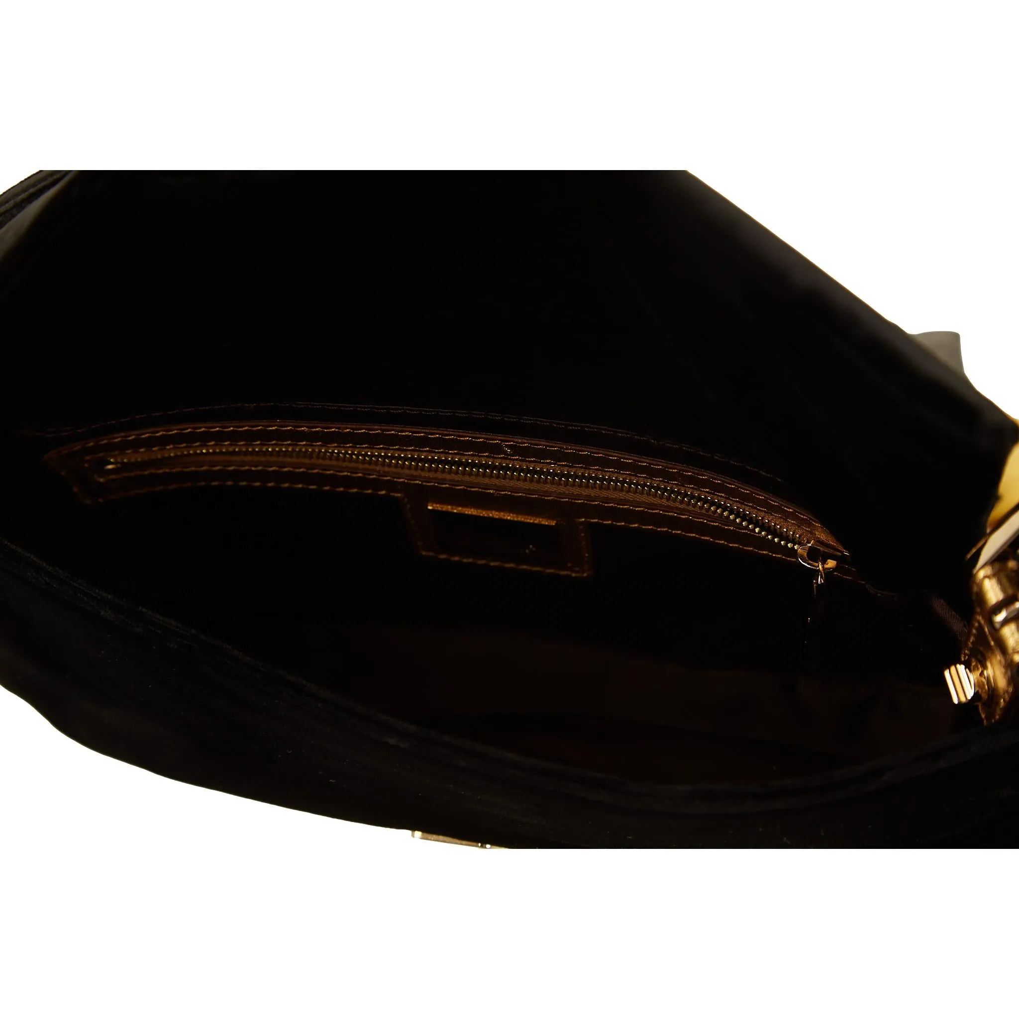 Fendi Black Velvet Fringe Baguette