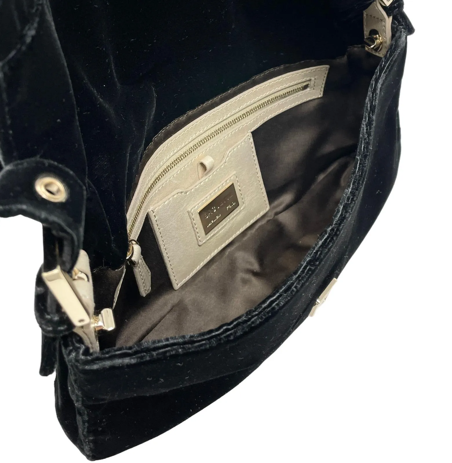 Fendi Black Velvet Fringe Baguette