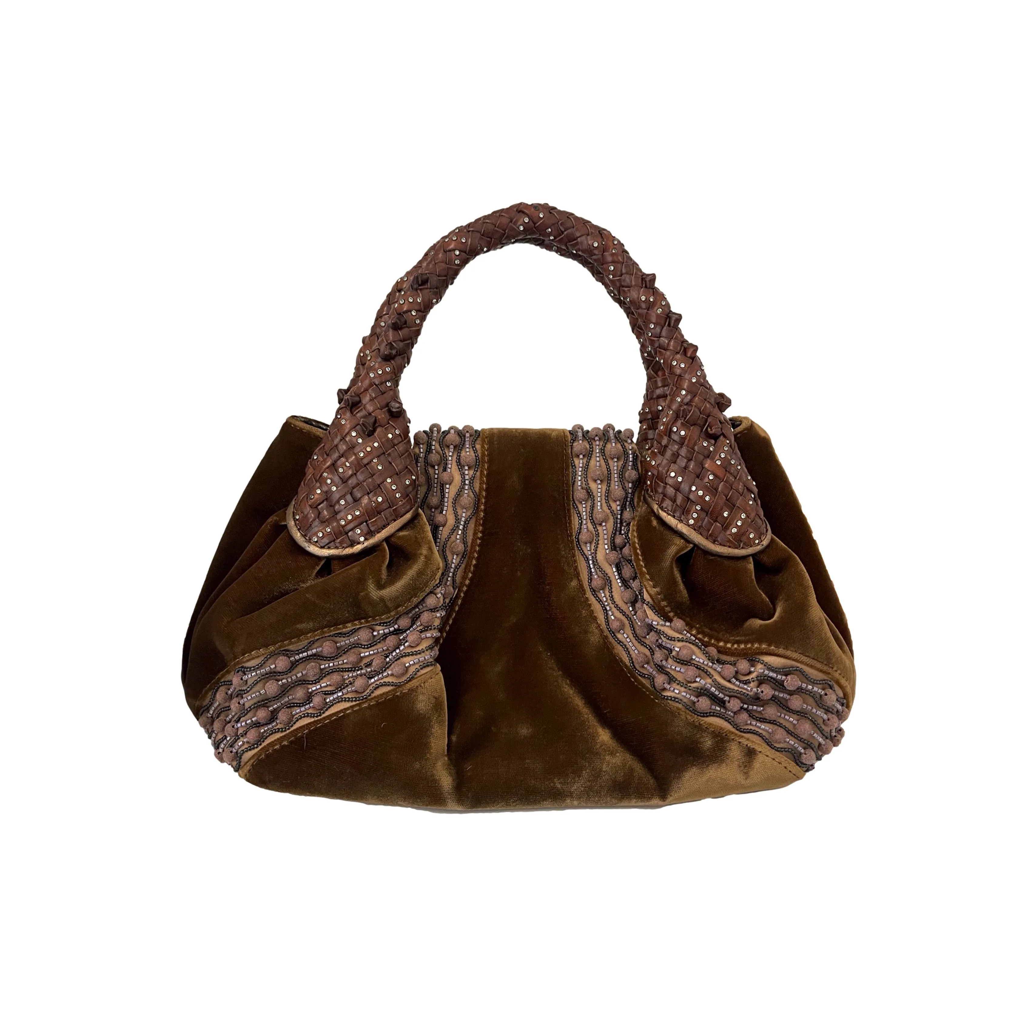 Fendi Brown Velvet Logo Spy Bag