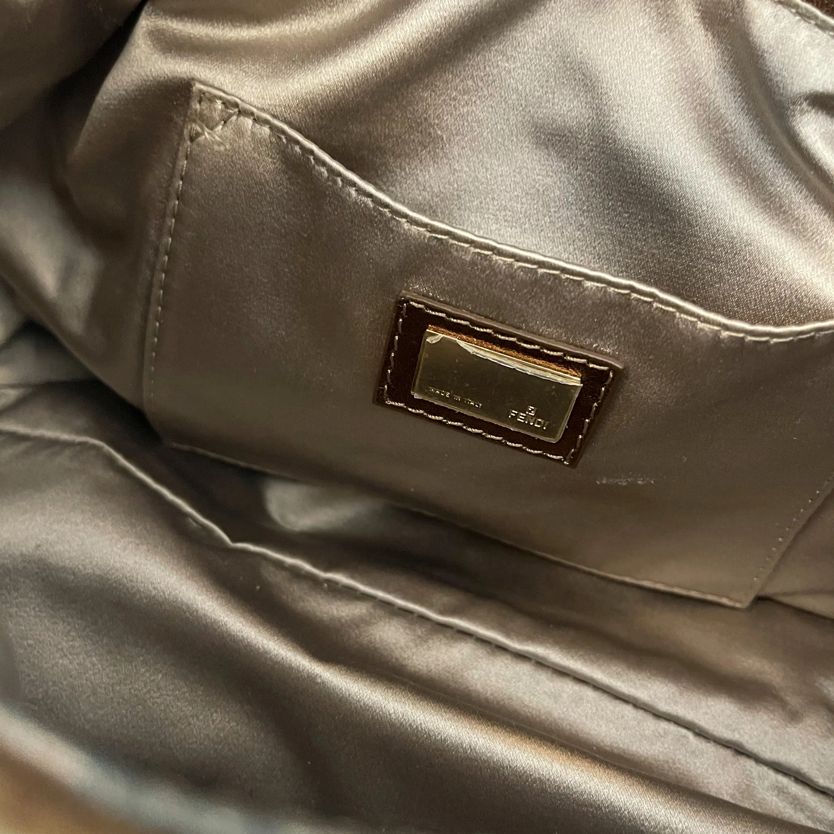 Fendi Brown Velvet Logo Spy Bag