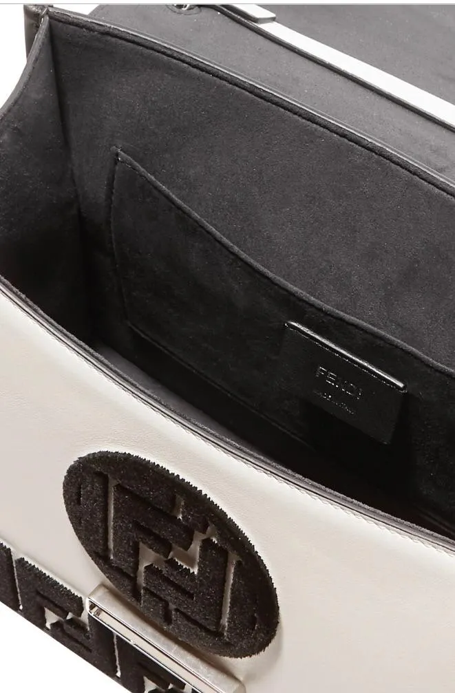 Fendi Flocked Black White Shoulder Bag