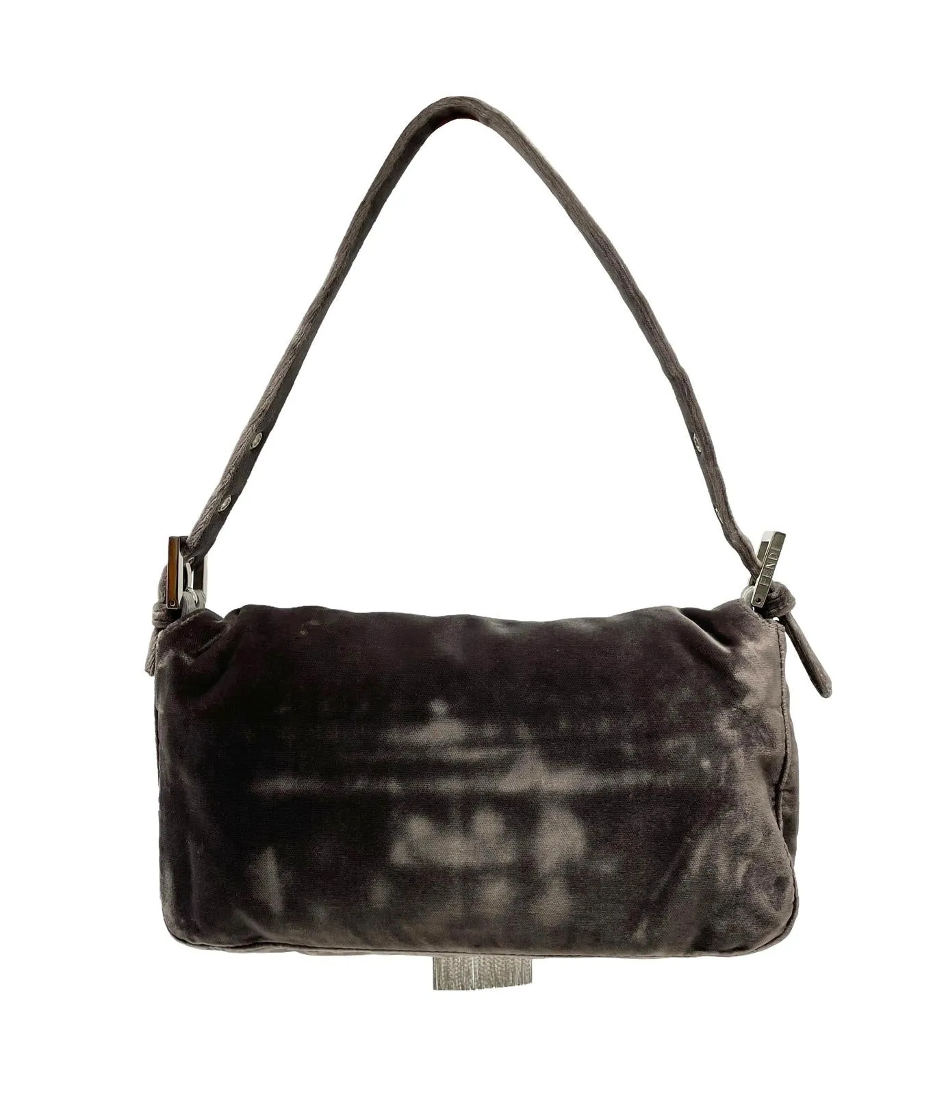 Fendi Grey Velvet Tassel Baguette