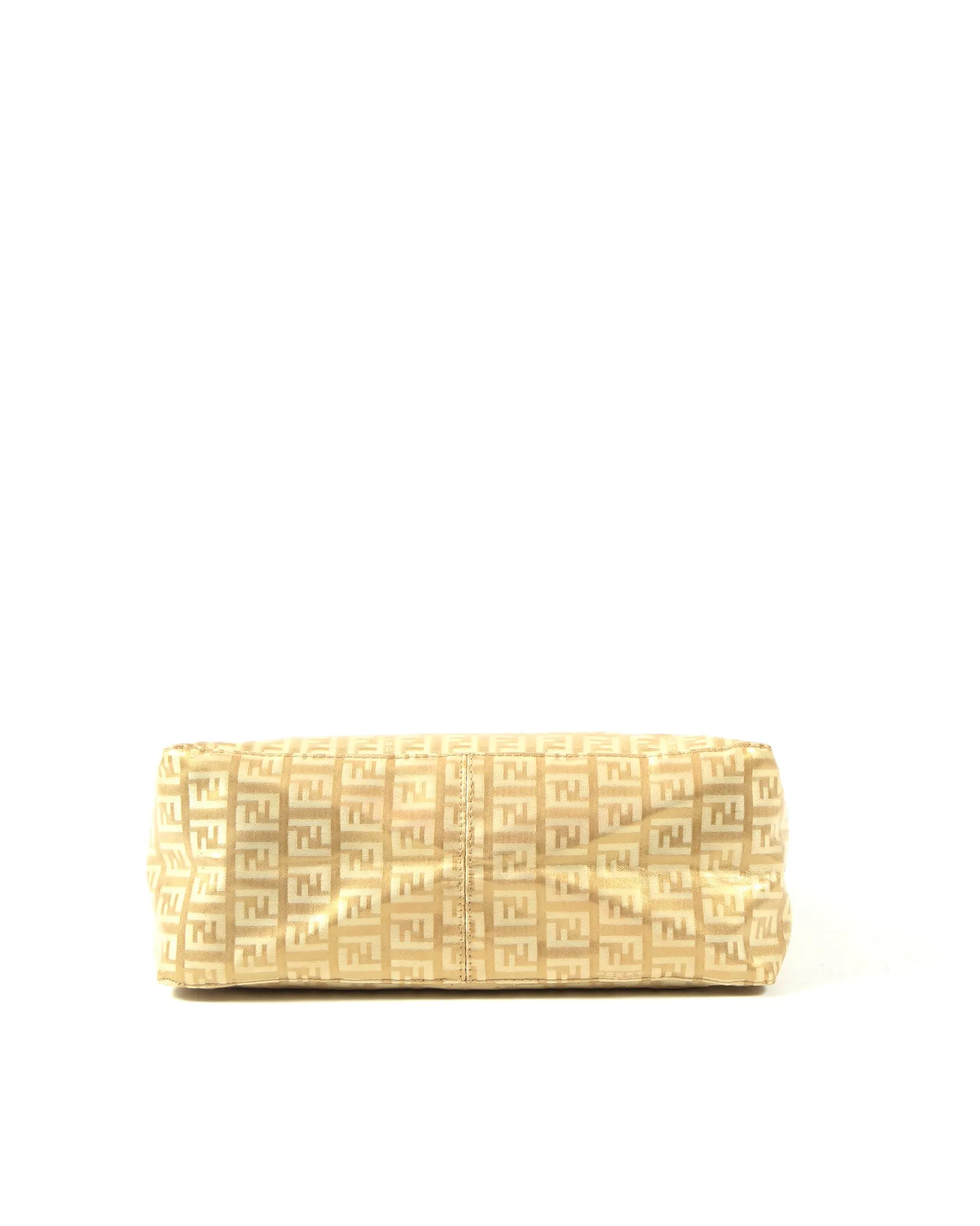Fendi Metallic Gold Zucchino Coated Canvas Chain Shoulder Bag
