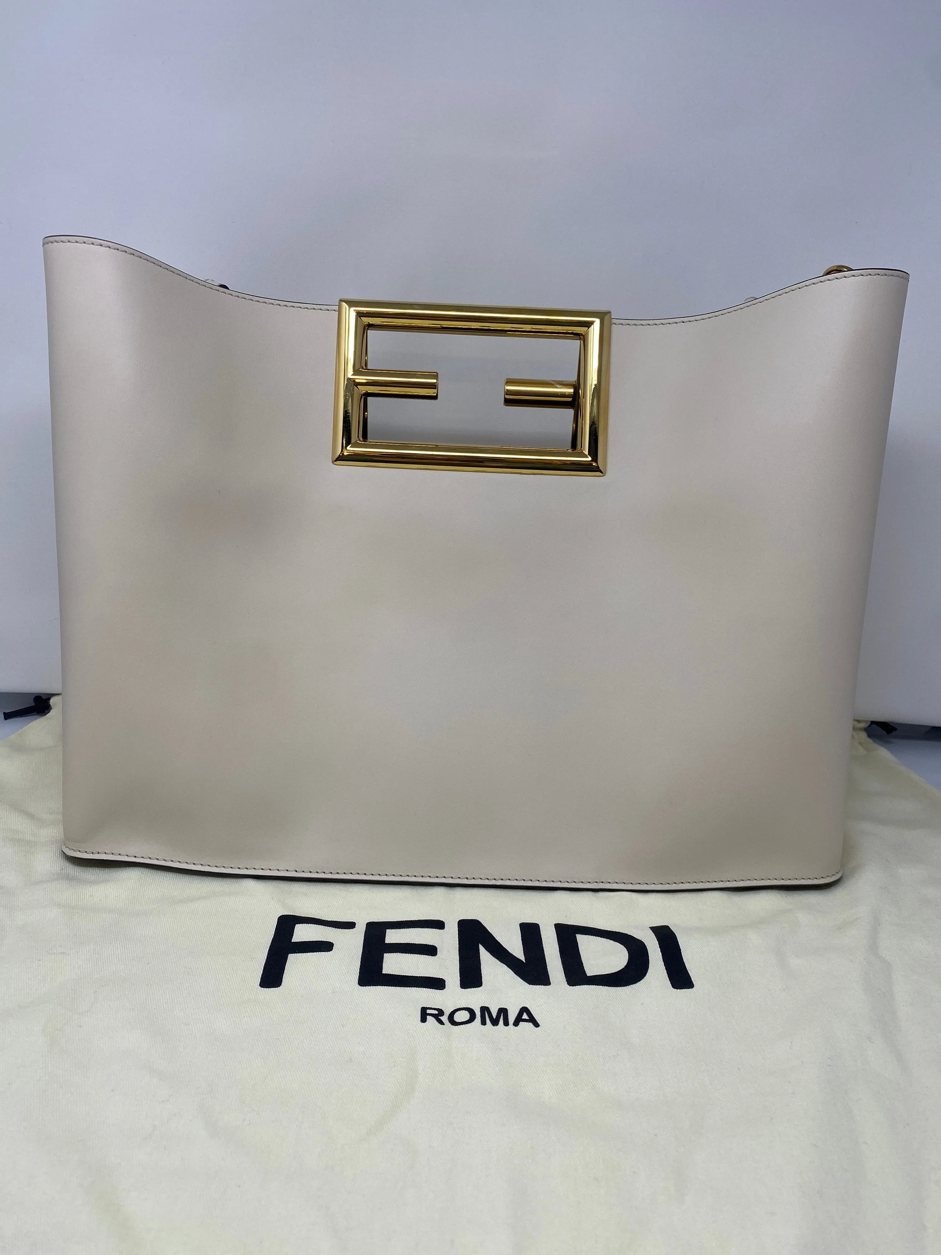 FENDI Way Tote in Cream with Gold FF in Large