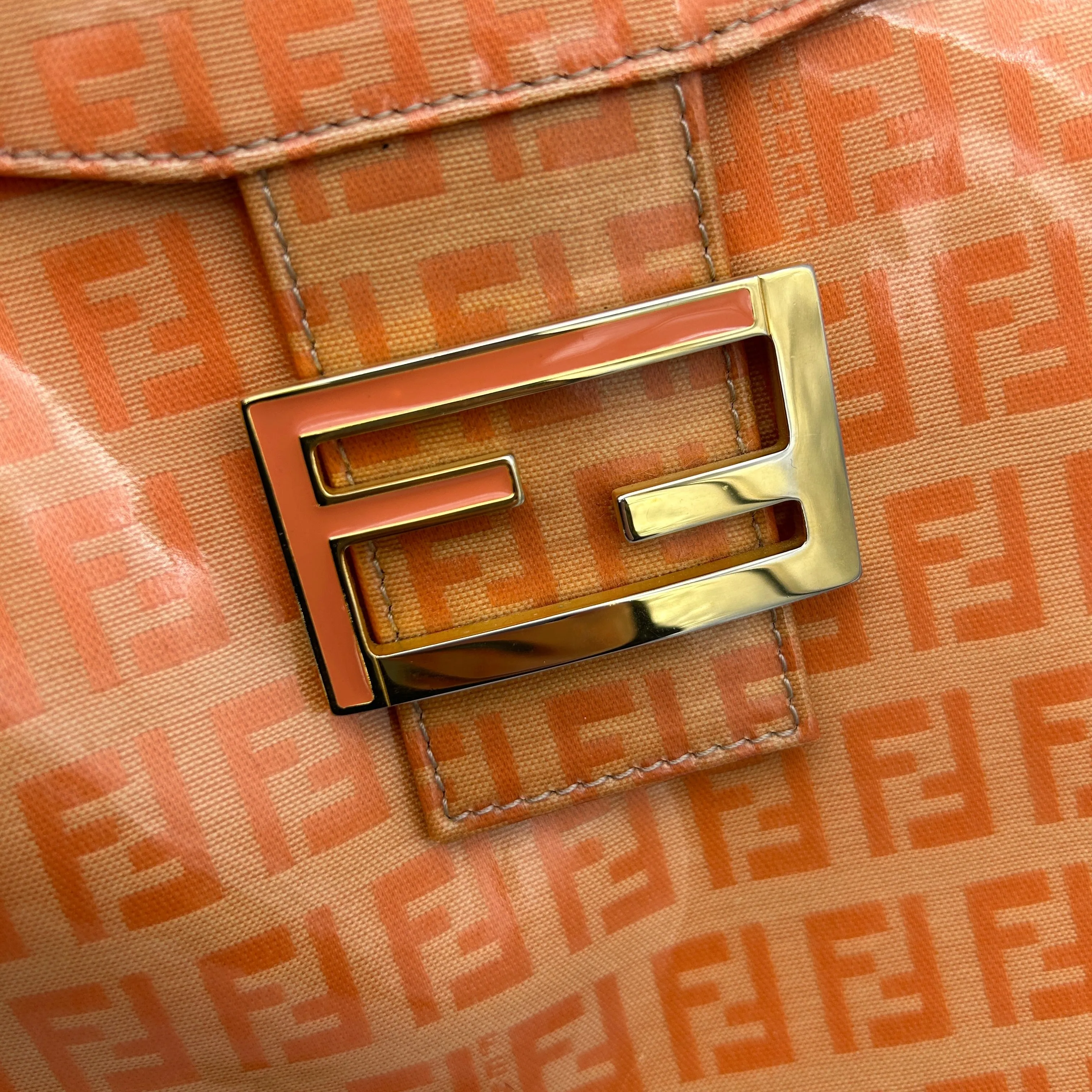Fendi Zucchino Orange Vinyl Shoulder Bag Medium