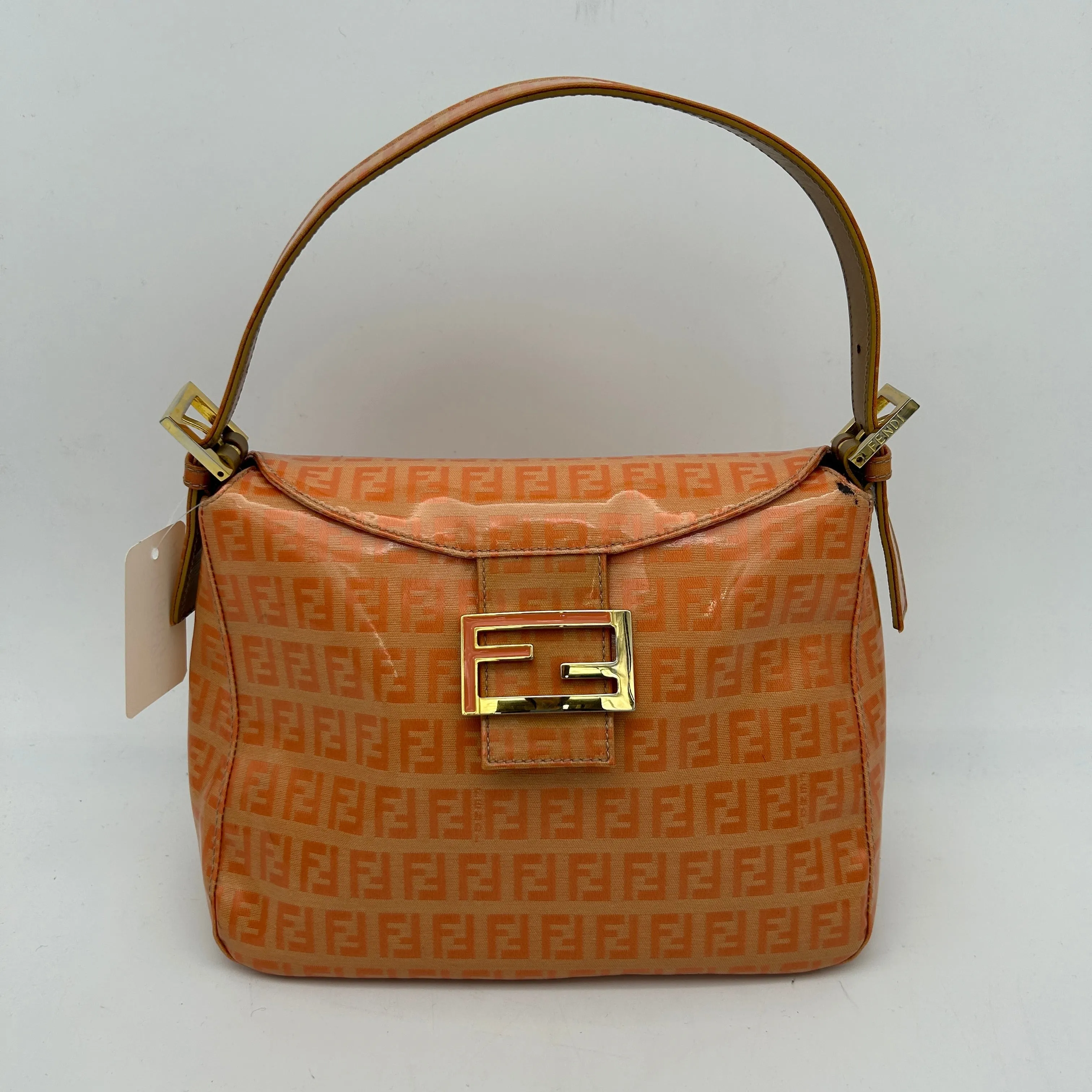 Fendi Zucchino Orange Vinyl Shoulder Bag Medium