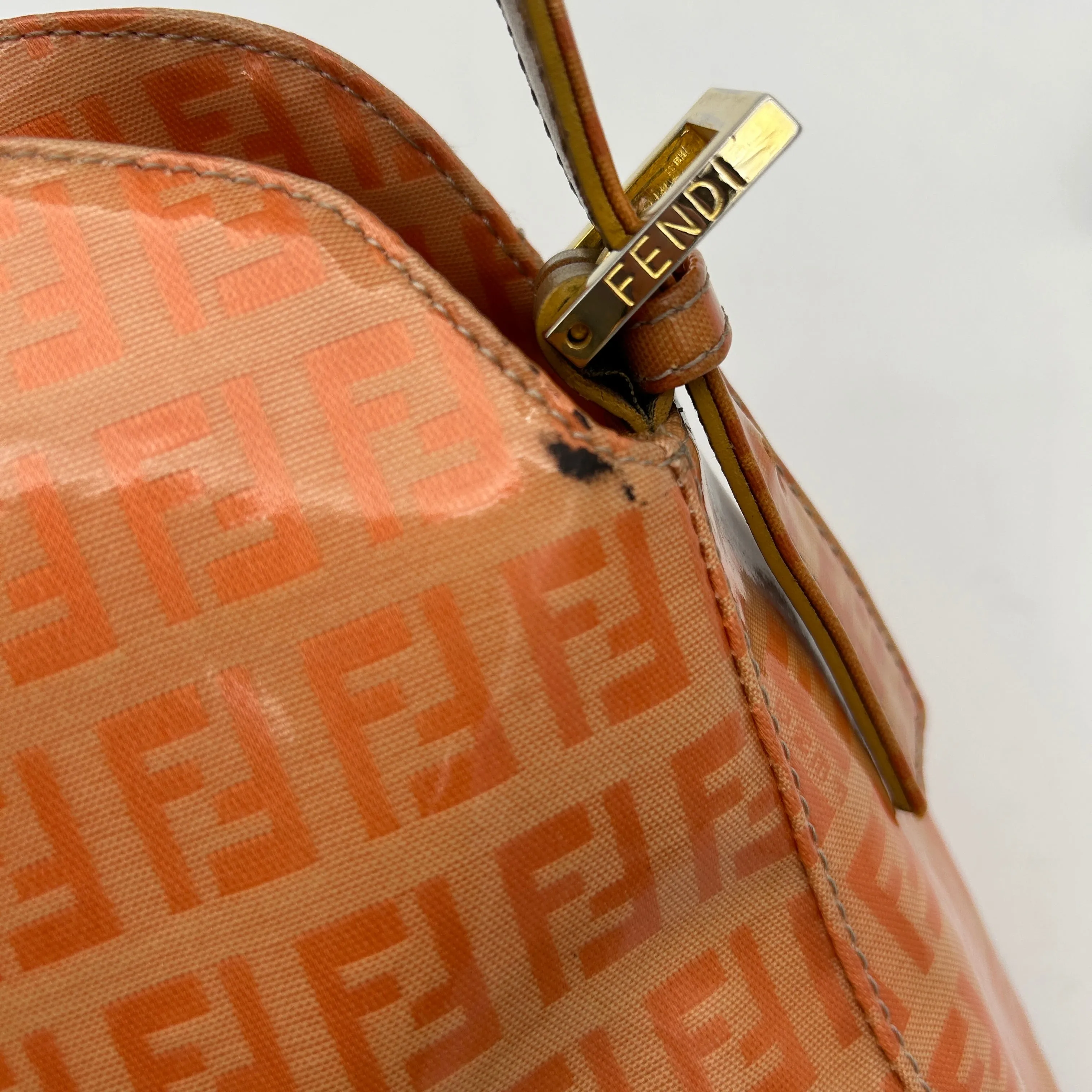 Fendi Zucchino Orange Vinyl Shoulder Bag Medium