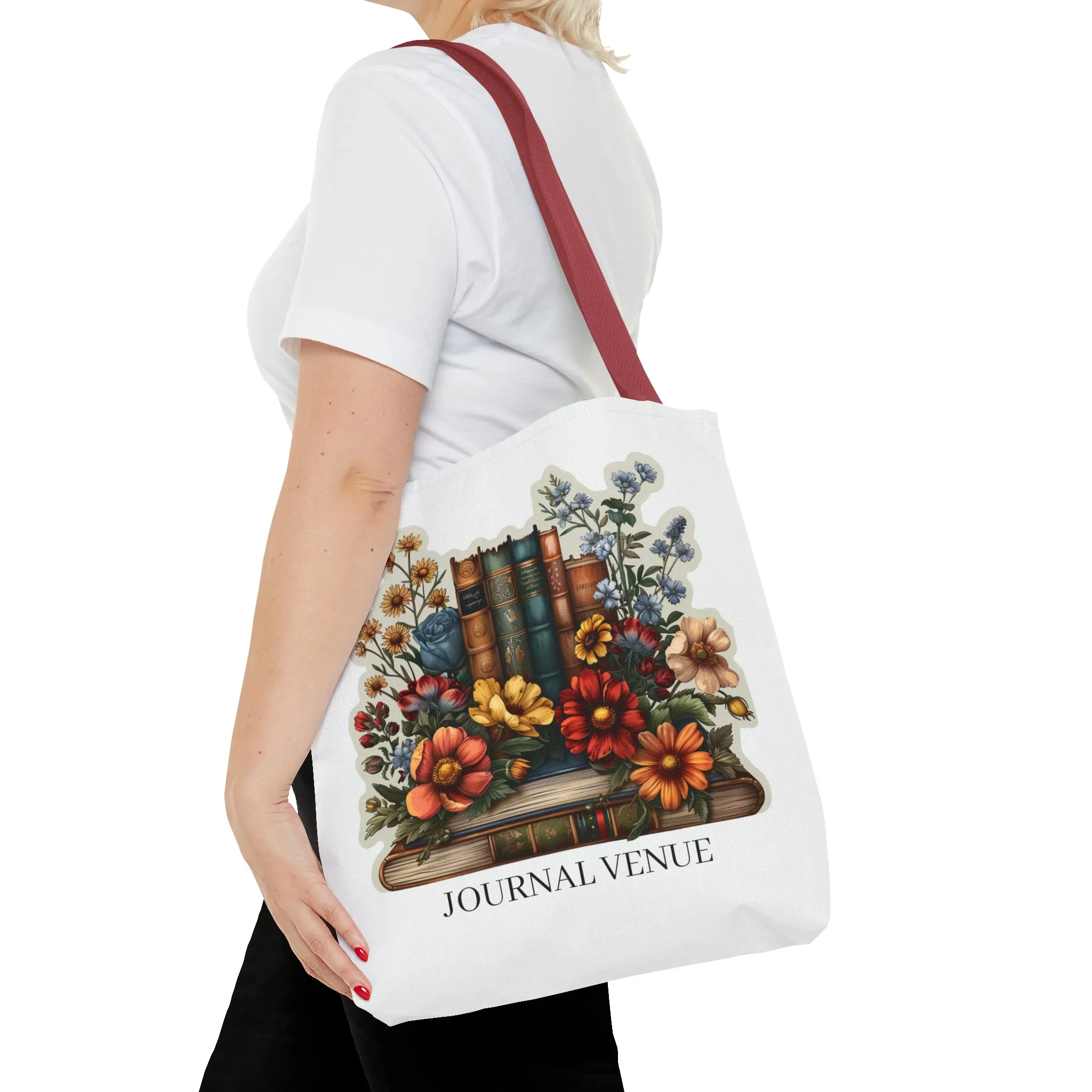 Floral Bookworm Shopping Tote Bag