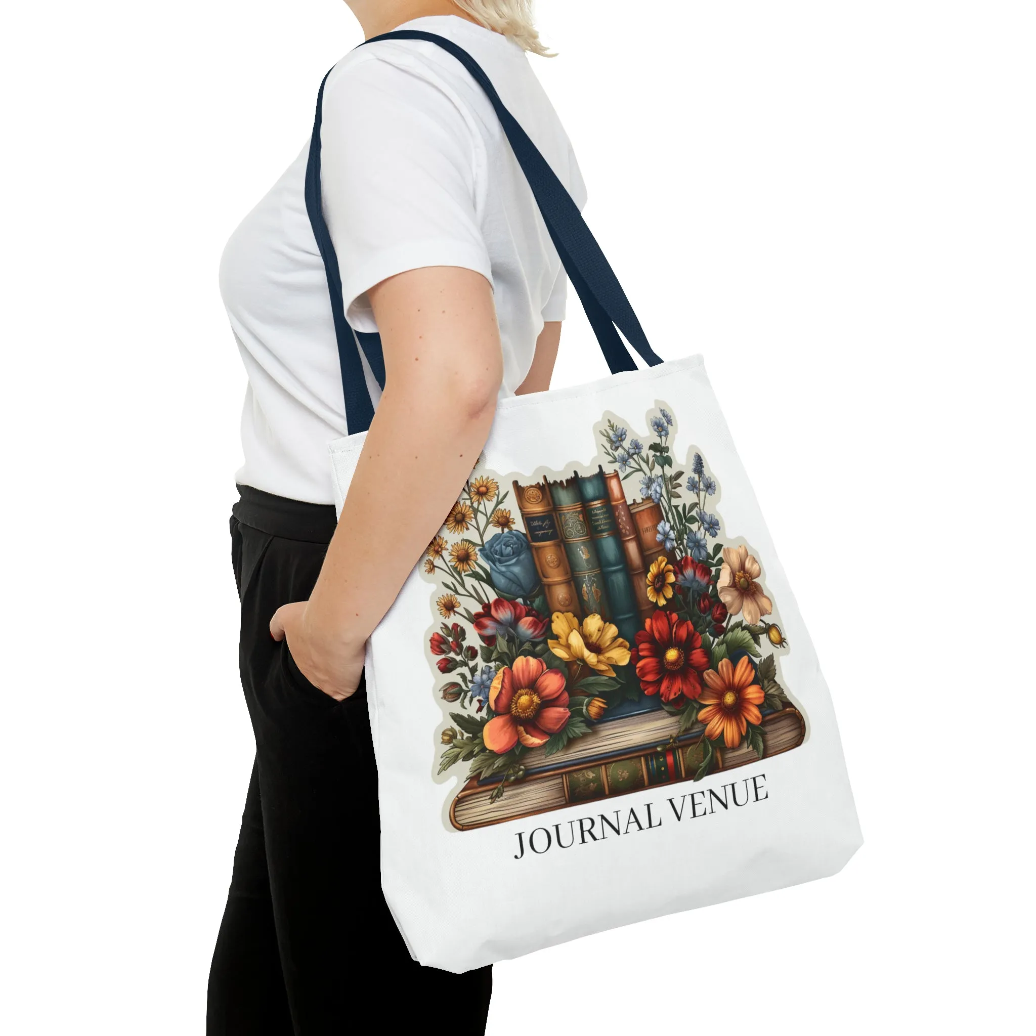 Floral Bookworm Shopping Tote Bag