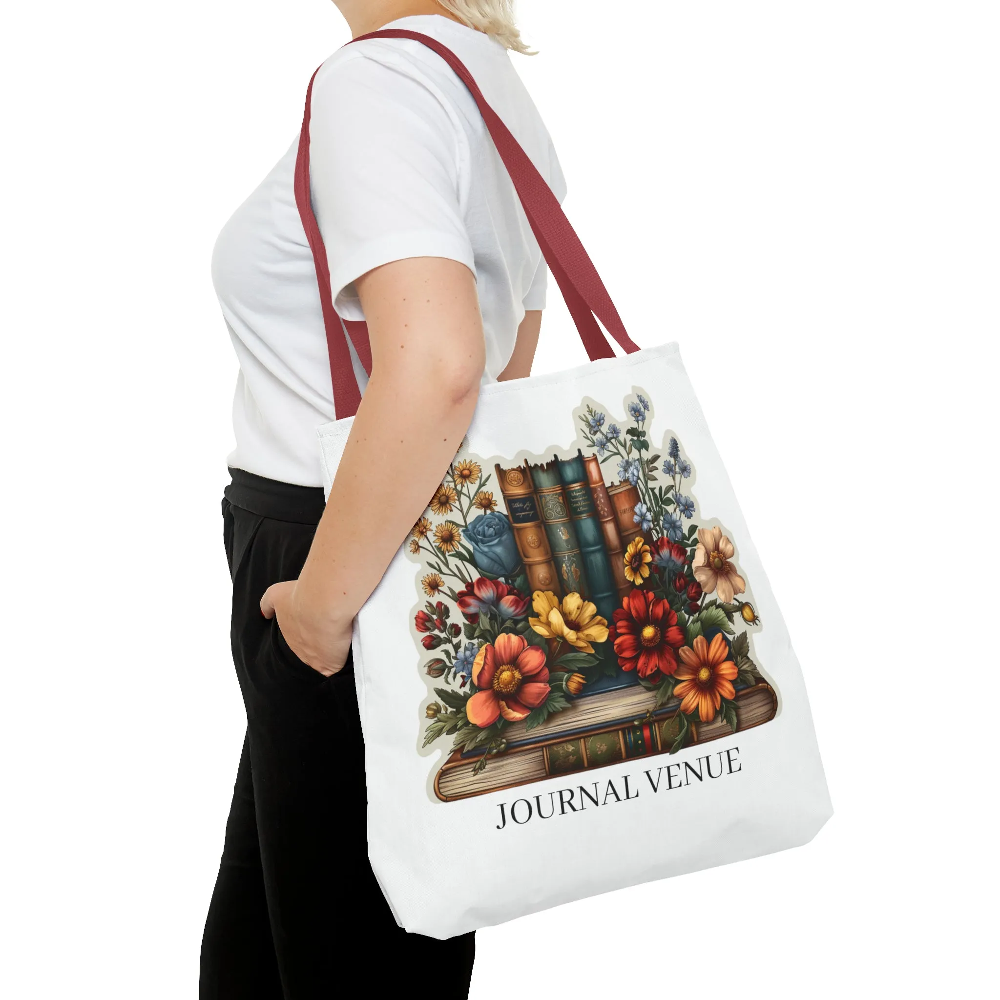 Floral Bookworm Shopping Tote Bag