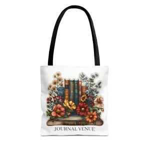 Floral Bookworm Shopping Tote Bag