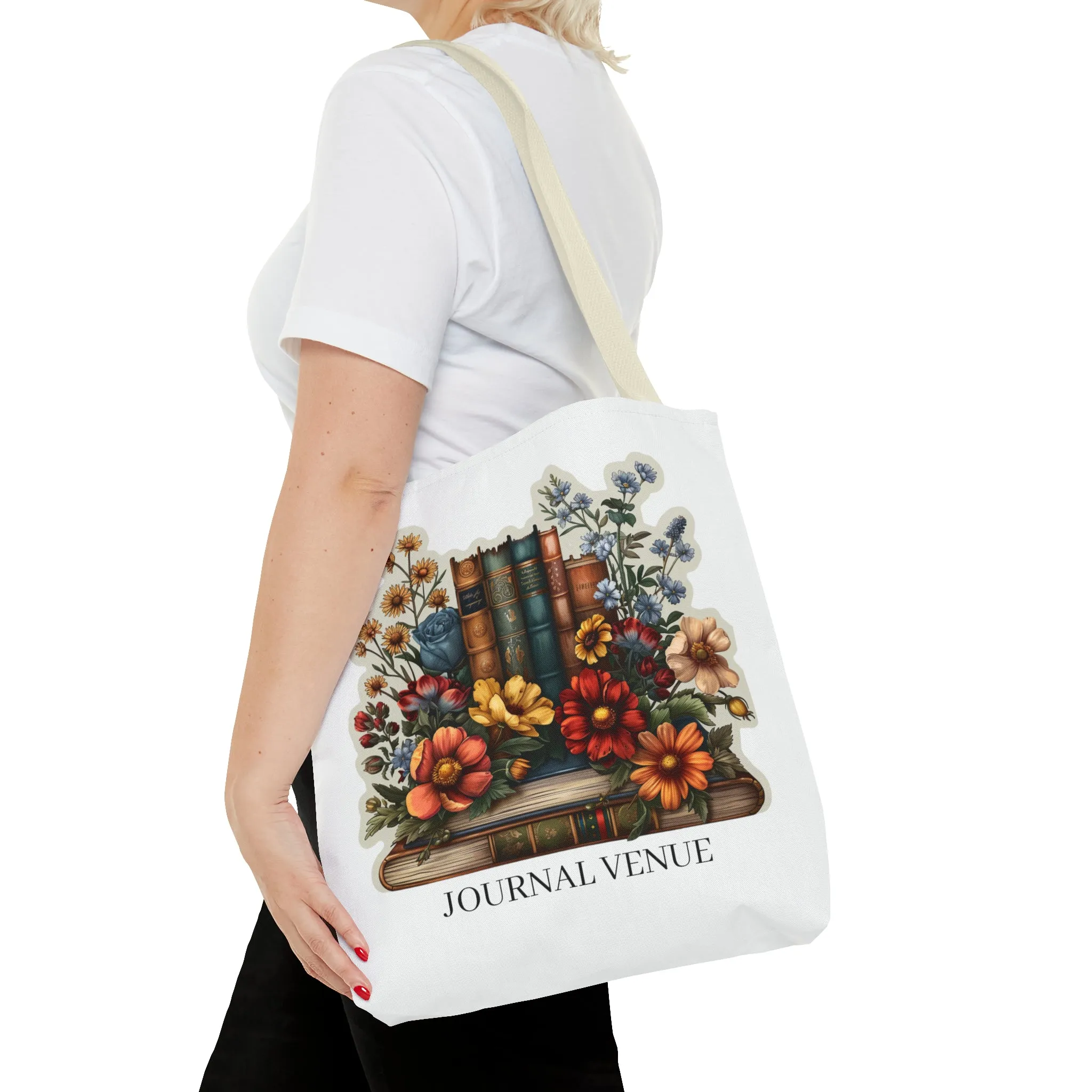 Floral Bookworm Shopping Tote Bag
