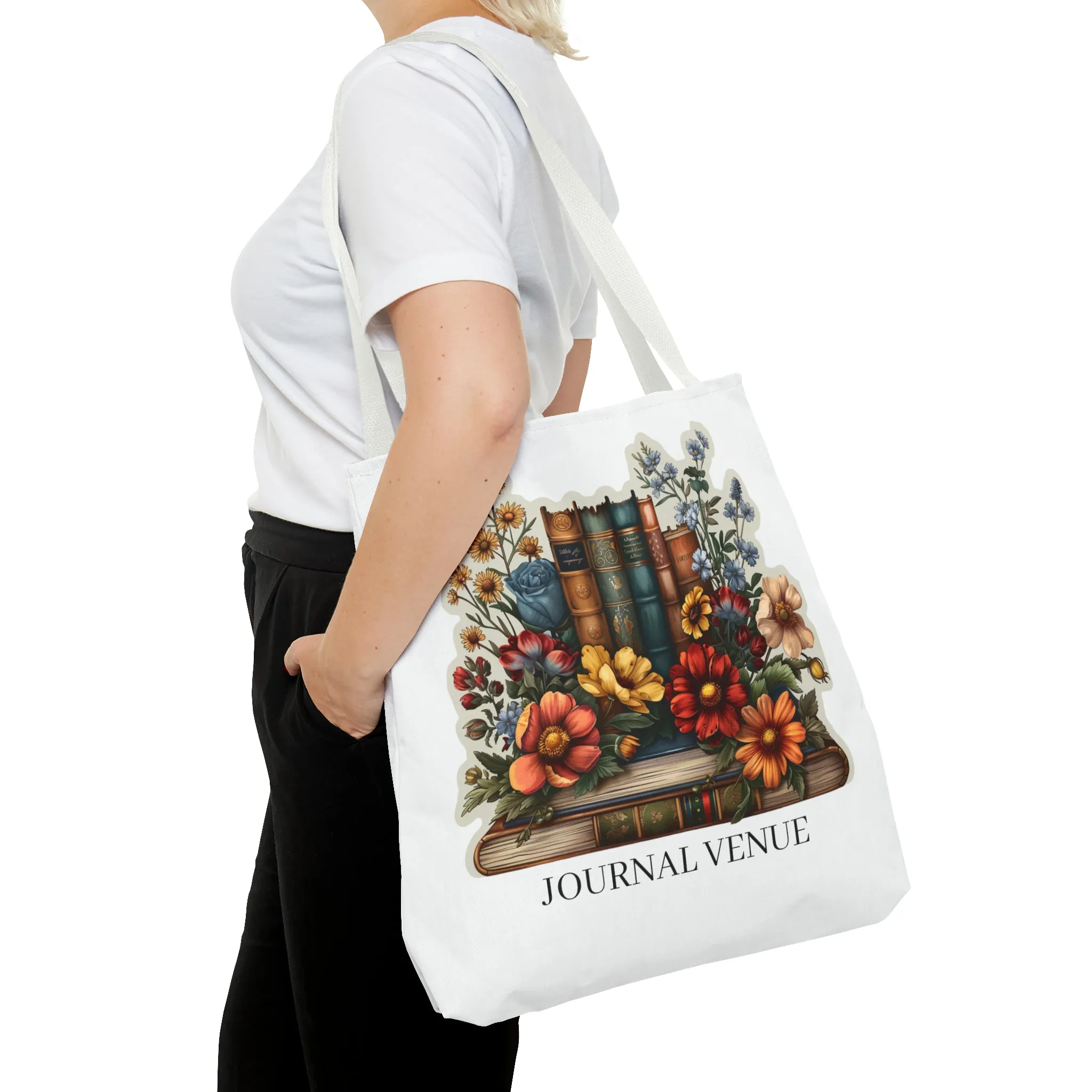 Floral Bookworm Shopping Tote Bag