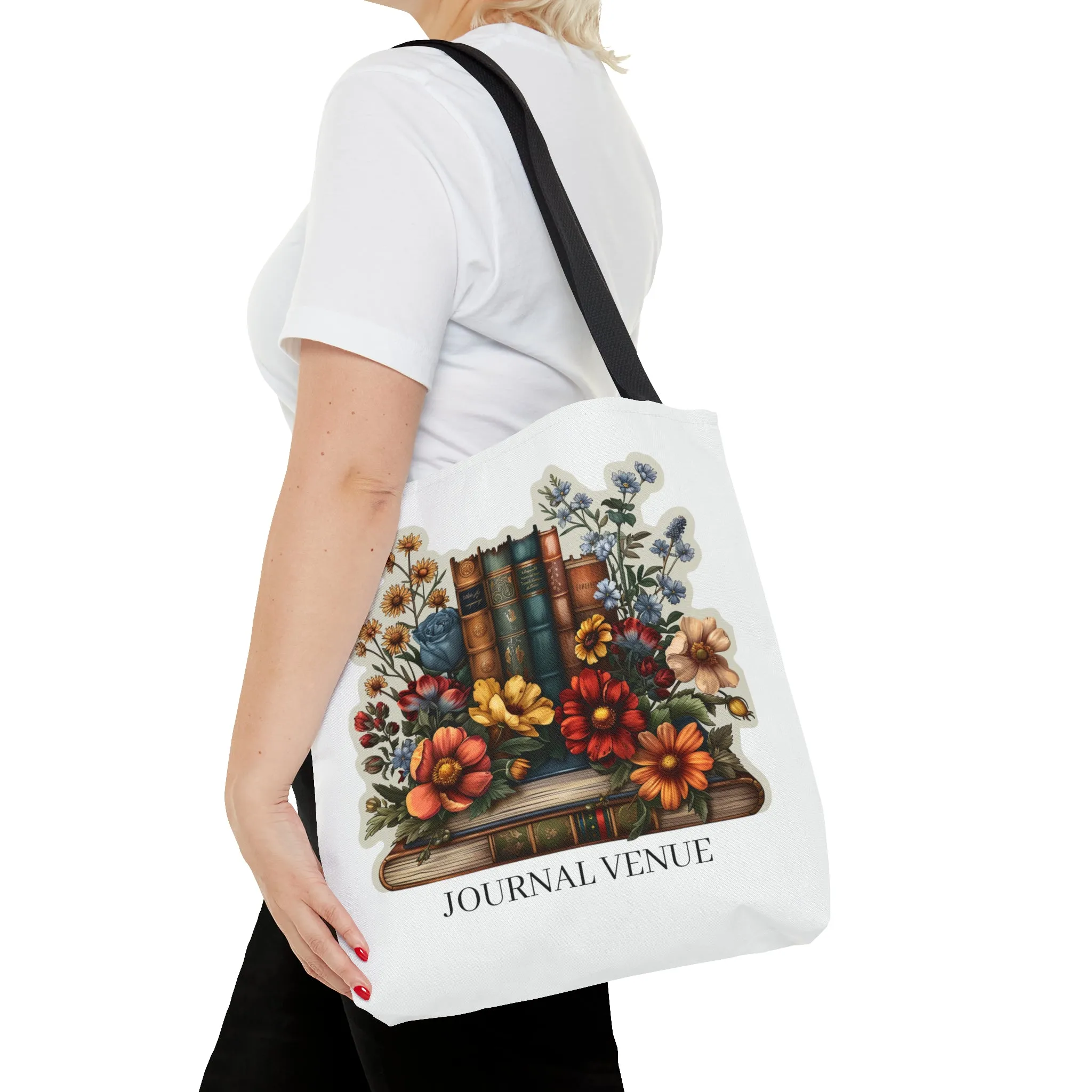 Floral Bookworm Shopping Tote Bag