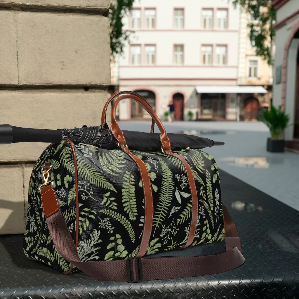 Forest Fern Bag Duffel Bag Waterproof Travel Bag Overnight Bag Faux Leather Handles & Strap Airline Travel Bag