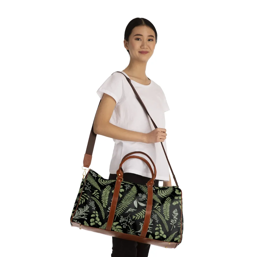 Forest Fern Bag Duffel Bag Waterproof Travel Bag Overnight Bag Faux Leather Handles & Strap Airline Travel Bag