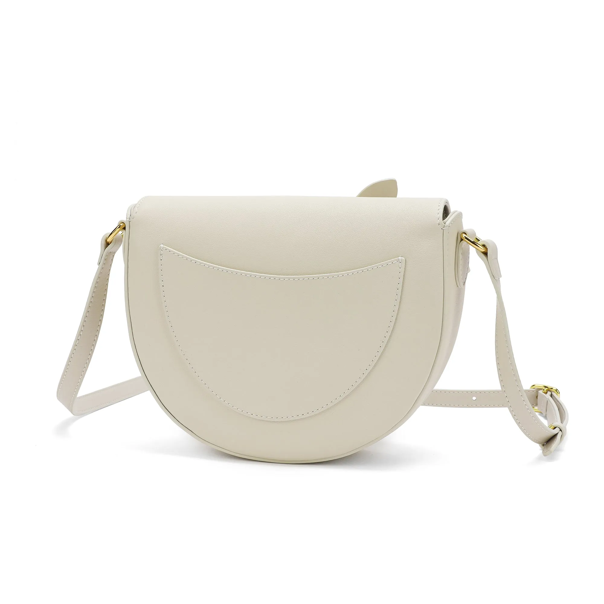 Front Bow Smooth Leather Shoulder Bag