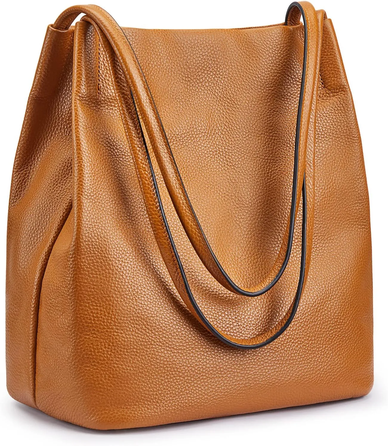Genuine Leather Handbags for Women, Shoulder Bag with Top Magnetic Snap Closure