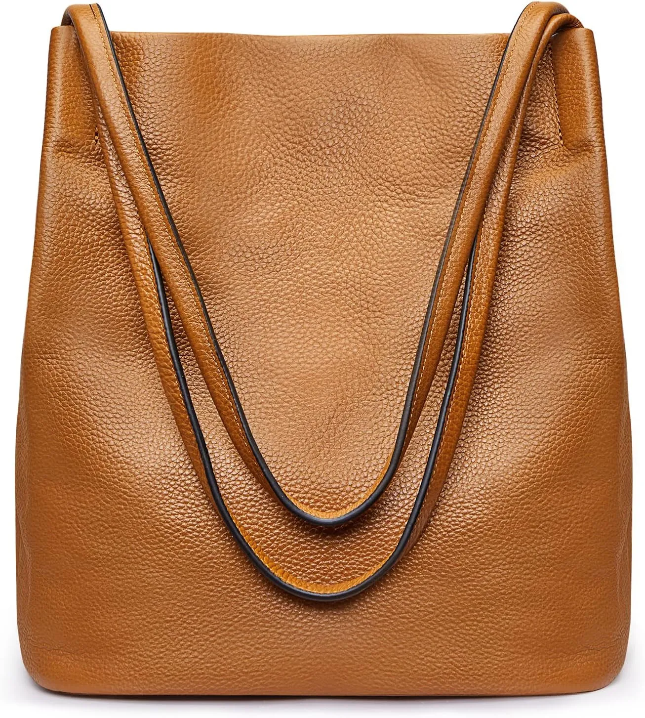 Genuine Leather Handbags for Women, Shoulder Bag with Top Magnetic Snap Closure