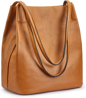Genuine Leather Handbags for Women, Shoulder Bag with Top Magnetic Snap Closure