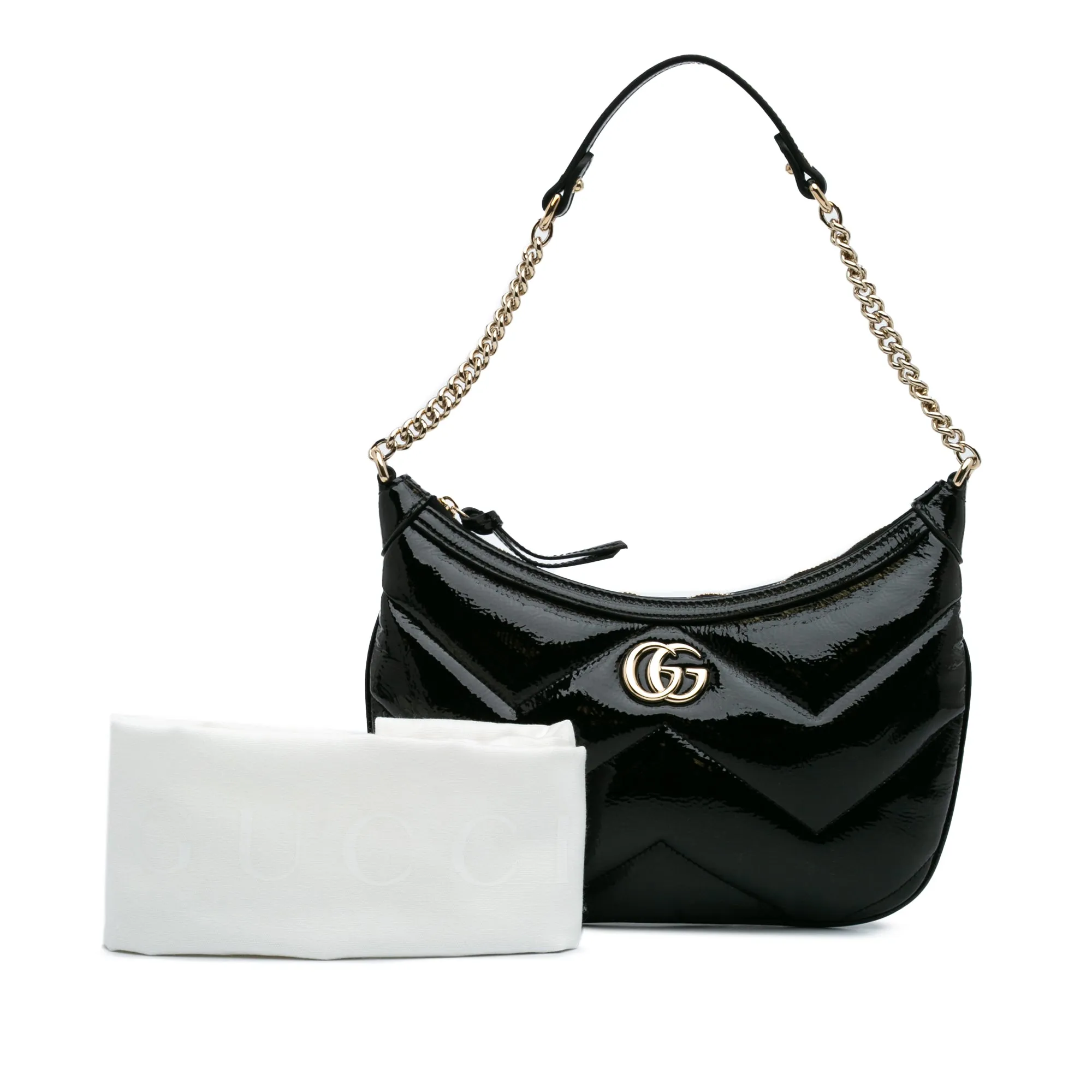 GG Marmont Matelasse Patent Shoulder Bag