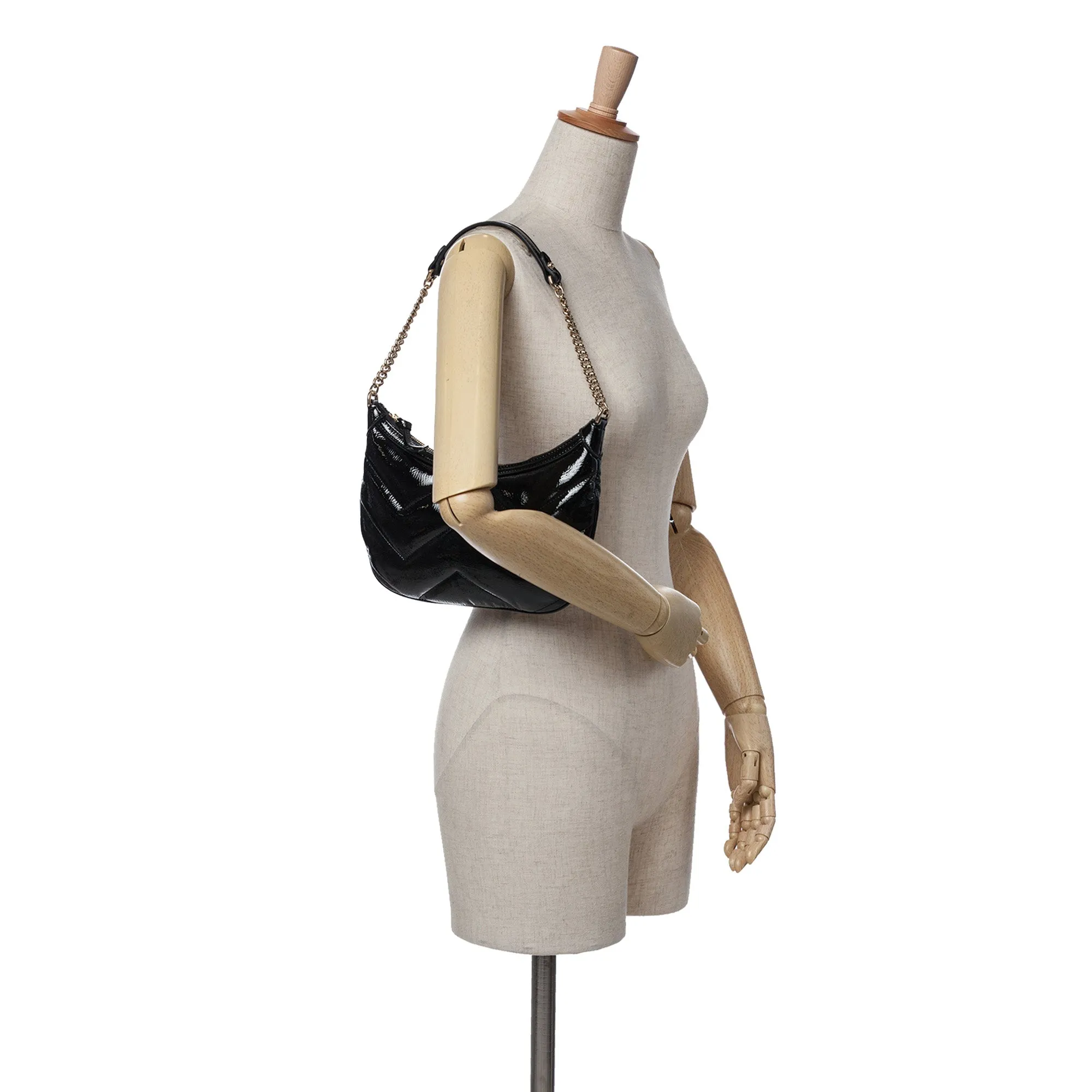 GG Marmont Matelasse Patent Shoulder Bag